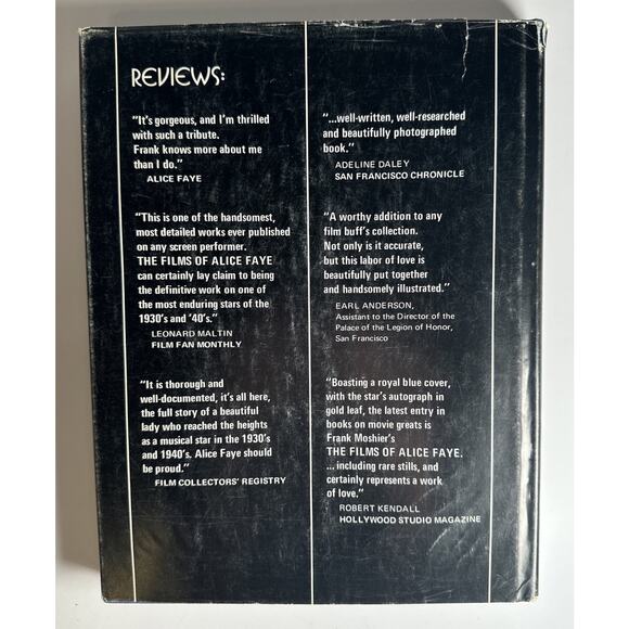 SIGNED -- THE FILMS OF ALICE FAYE, 2ND EDITION (Hardcover, 1972) - Picture 2 of 10